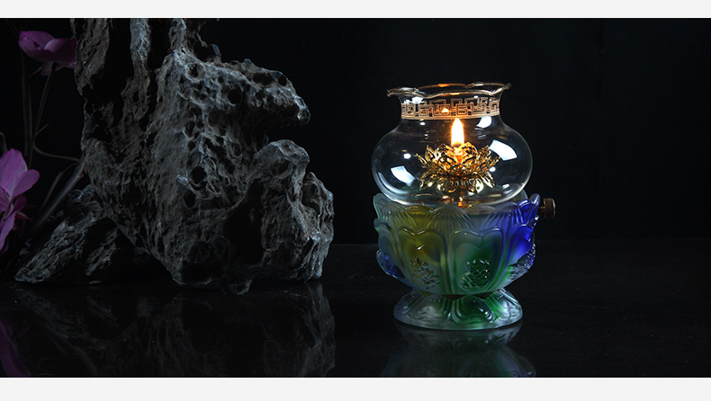 廠家直營 佛教用品琉璃八吉祥油燈 供佛燈座佛供燈 財(cái)神燈酥油燭